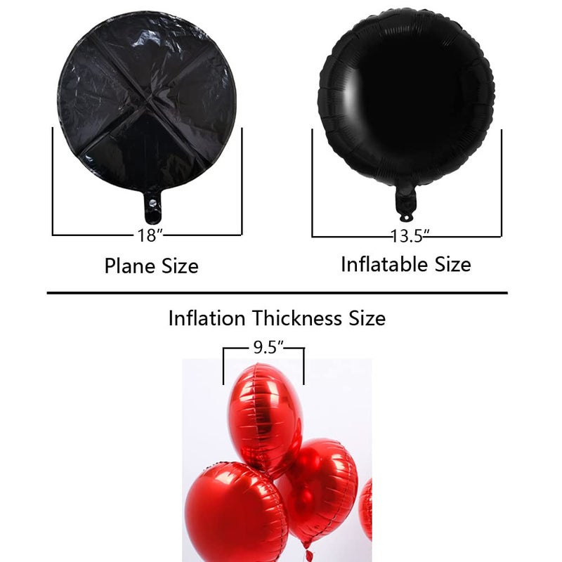 Adeer Black Foil Balloon Round Shaped Mylar Helium Balloons Graduation Party Balloons Black and White Themed Party Decorations, 18 Inches, Pack of 20 - Image 2